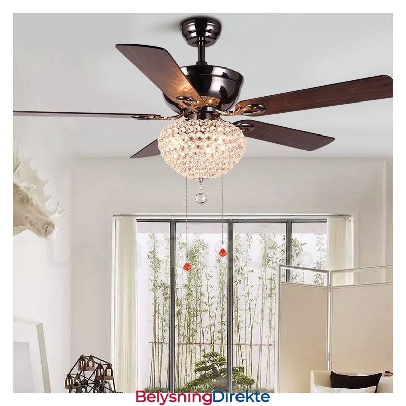 132 Cm (52") Amerikansk Stil Retro Takvifte I Tre Med Fjernkontroll Og Krystallskjerm, Lydløs Motor I Rent Kobber