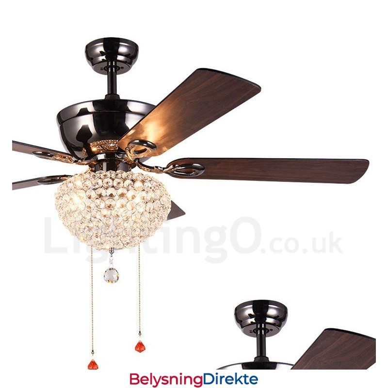 132 Cm (52") Amerikansk Stil Retro Takvifte I Tre Med Fjernkontroll Og Krystallskjerm, Lydløs Motor I Rent Kobber