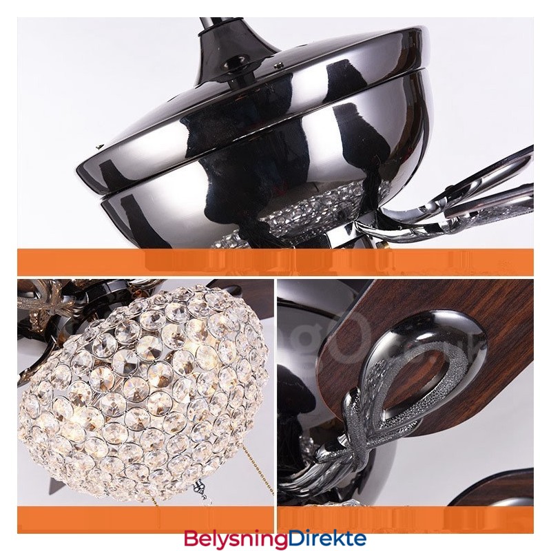 132 Cm (52") Amerikansk Stil Retro Takvifte I Tre Med Fjernkontroll Og Krystallskjerm, Lydløs Motor I Rent Kobber