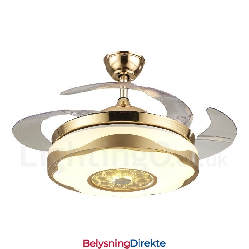 108 Cm (42 Tommer) 91 Cm (36 Tommer) Moderne, Samtidskunstnerisk Takvifte Med Fjernkontroll, Gullfarget Lys Med Akrylskjerm, Lydløs Motor I Rent Kobber