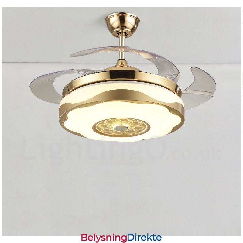 108 Cm (42 Tommer) 91 Cm (36 Tommer) Moderne, Samtidskunstnerisk Takvifte Med Fjernkontroll, Gullfarget Lys Med Akrylskjerm, Lydløs Motor I Rent Kobber