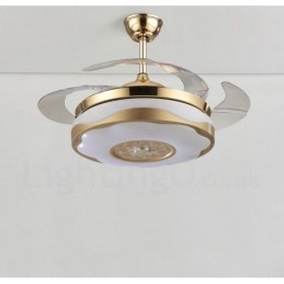 108 Cm (42 Tommer) 91 Cm (36 Tommer) Moderne, Samtidskunstnerisk Takvifte Med Fjernkontroll, Gullfarget Lys Med Akrylskjerm, Lydløs Motor I Rent Kobber