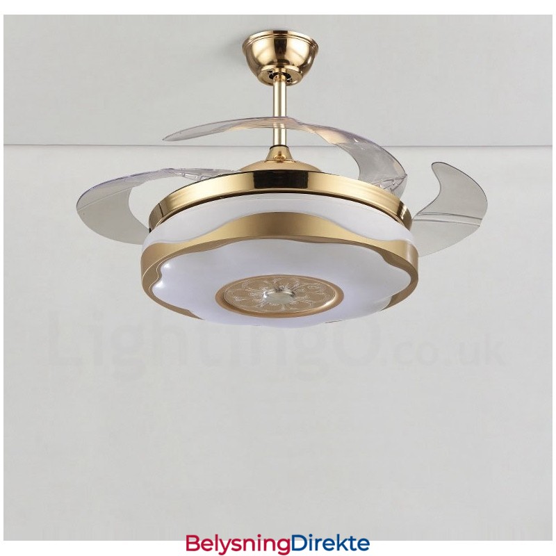 108 Cm (42 Tommer) 91 Cm (36 Tommer) Moderne, Samtidskunstnerisk Takvifte Med Fjernkontroll, Gullfarget Lys Med Akrylskjerm, Lydløs Motor I Rent Kobber