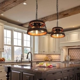 3-Lysring Vintage Trelysekrone Industriell Vind Loft Tre Lineær Pendelbelysning