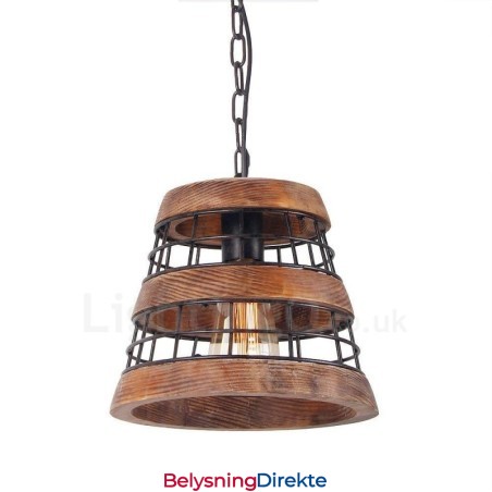 1 Lysring Vintage Trelysekrone Industriell Vind Loft Tre Lineær Pendelbelysning