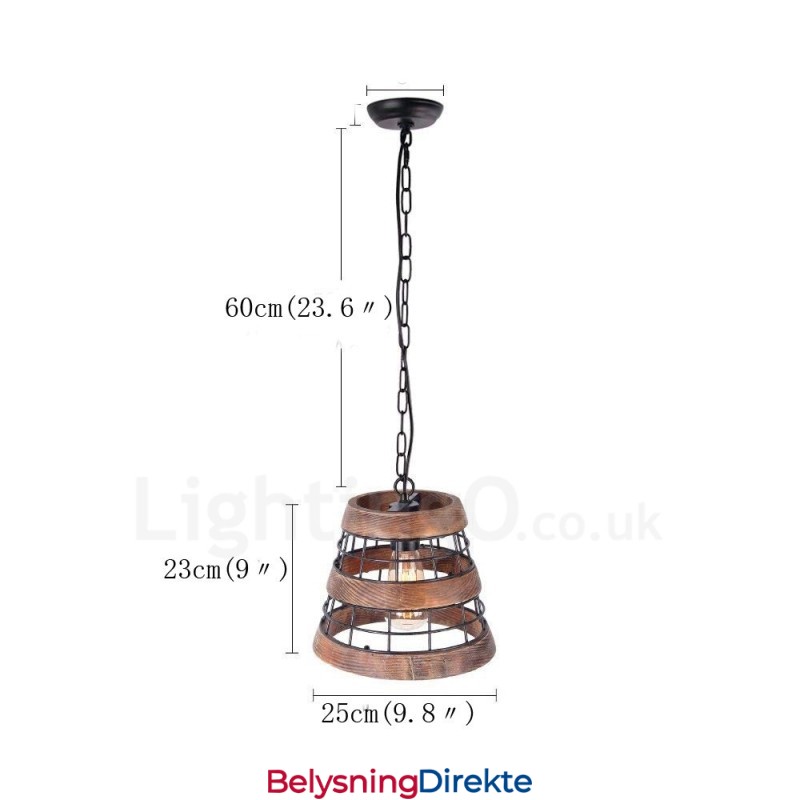 1 Lysring Vintage Trelysekrone Industriell Vind Loft Tre Lineær Pendelbelysning