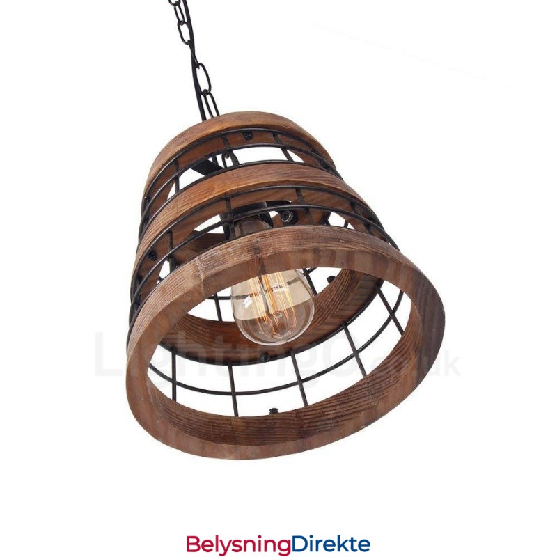 1 Lysring Vintage Trelysekrone Industriell Vind Loft Tre Lineær Pendelbelysning