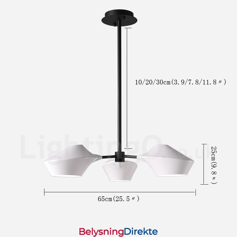 Lineær Retro Lysekrone Med 3 Lys Med Akrylskjermer, Utendørs, Garasje