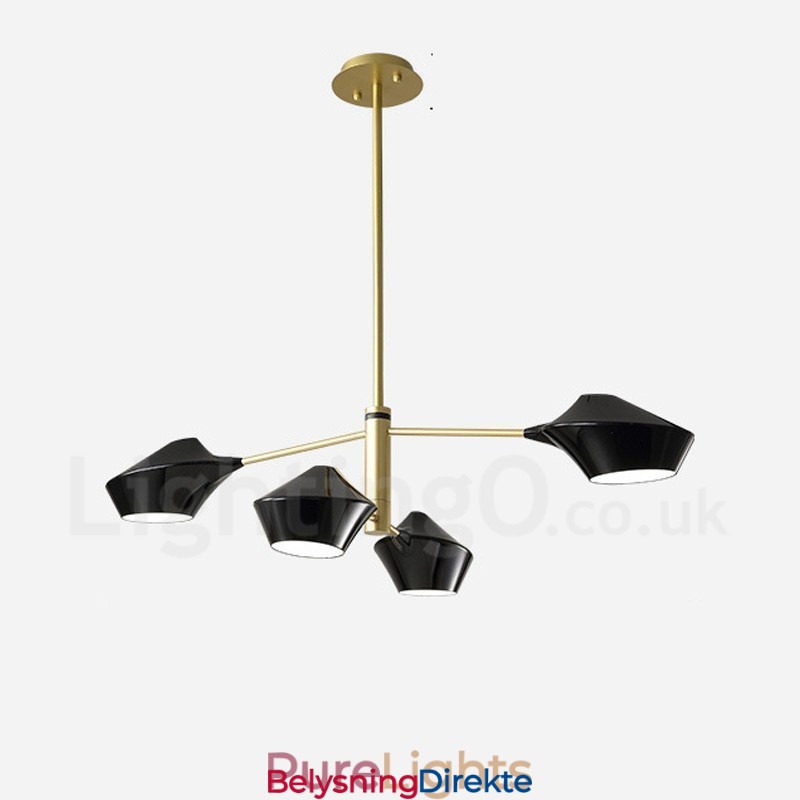 To-Etasjes Lineær Retro Lysekrone Med 4 Lys Med Akrylskjermer Utendørs Garasje