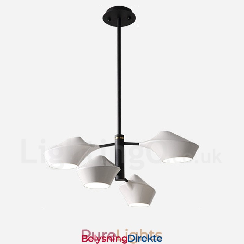 To-Etasjes Lineær Retro Lysekrone Med 4 Lys Med Akrylskjermer Utendørs Garasje