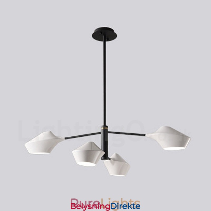 To-Etasjes Lineær Retro Lysekrone Med 4 Lys Med Akrylskjermer Utendørs Garasje