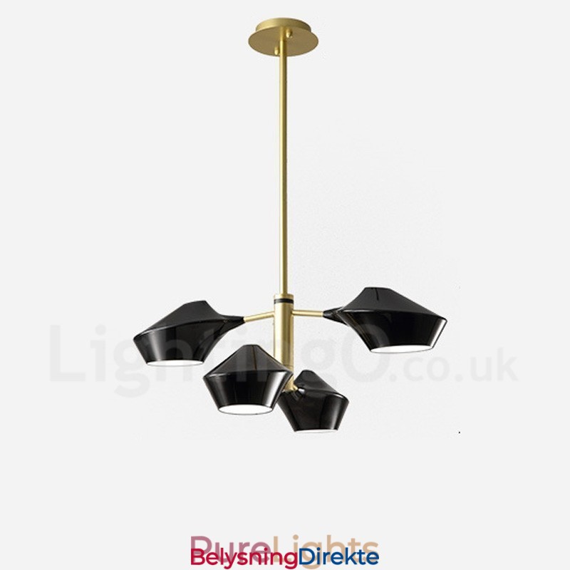 To-Etasjes Lineær Retro Lysekrone Med 4 Lys Med Akrylskjermer Utendørs Garasje