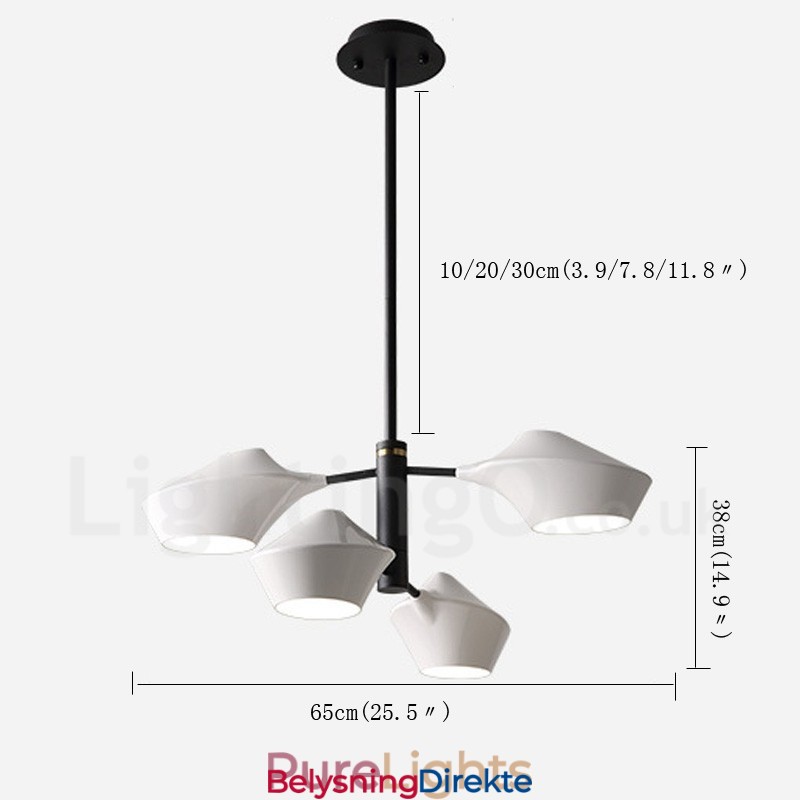 To-Etasjes Lineær Retro Lysekrone Med 4 Lys Med Akrylskjermer Utendørs Garasje