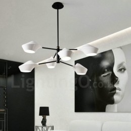 2-Etasjes Flerfarget Lineær Retro Lysekrone 6 Lys Med Akrylskjermer Utendørs Garasje