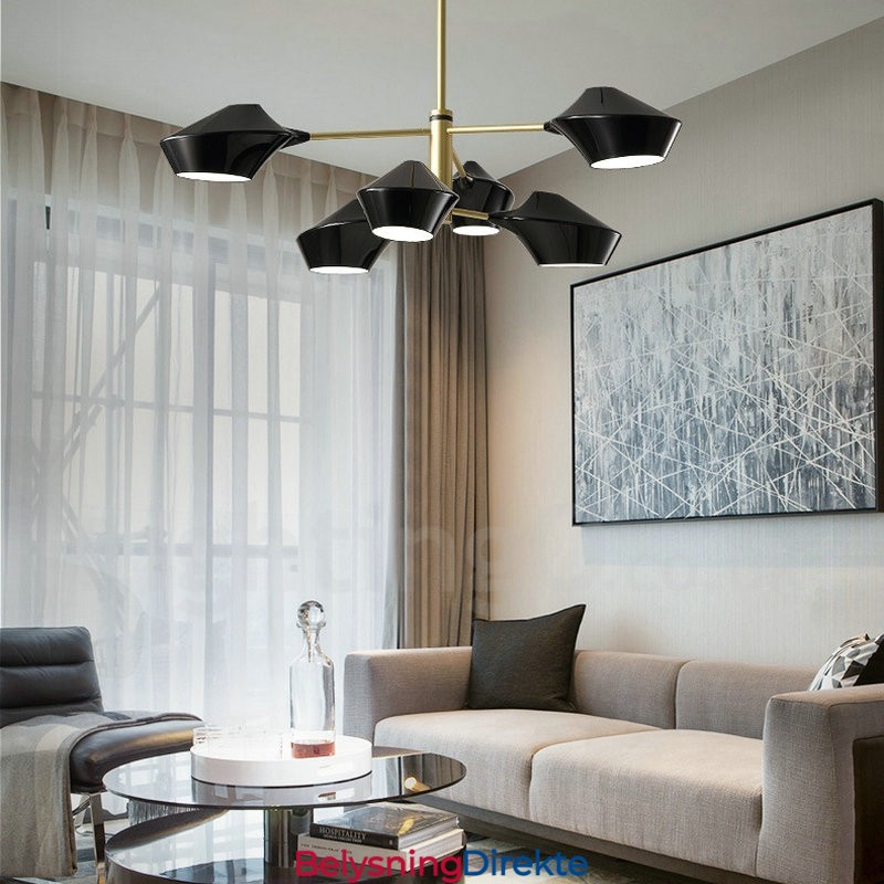 2-Etasjes Flerfarget Lineær Retro Lysekrone 6 Lys Med Akrylskjermer Utendørs Garasje