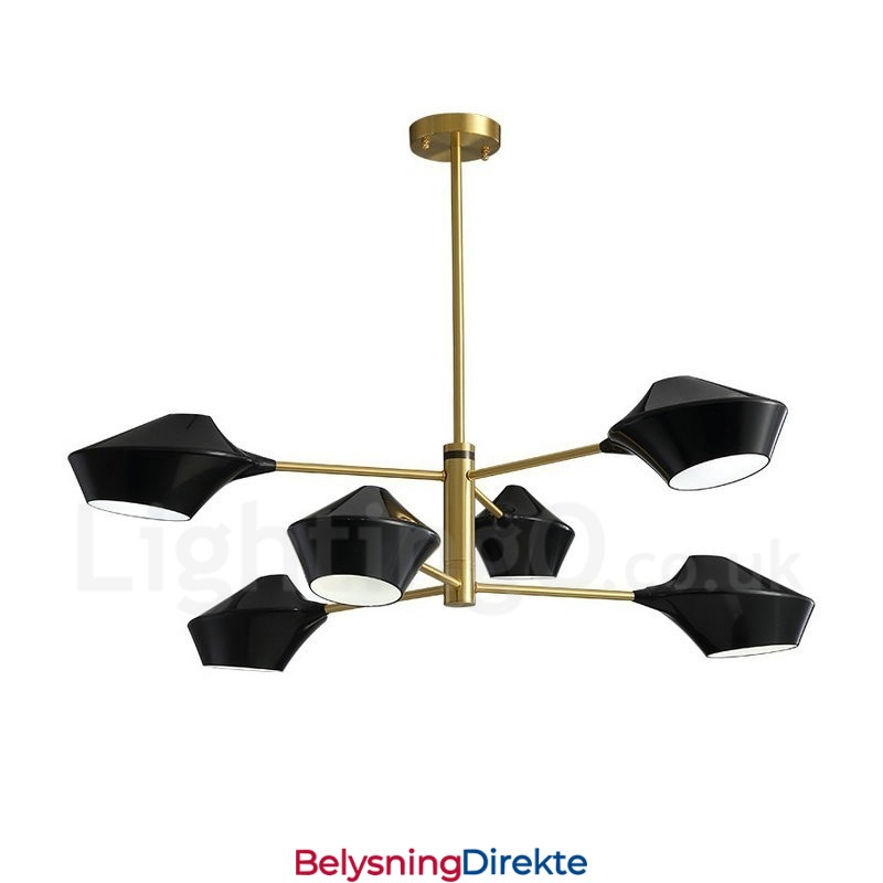 2-Etasjes Flerfarget Lineær Retro Lysekrone 6 Lys Med Akrylskjermer Utendørs Garasje