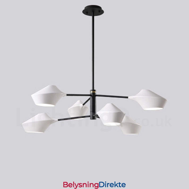 2-Etasjes Flerfarget Lineær Retro Lysekrone 6 Lys Med Akrylskjermer Utendørs Garasje