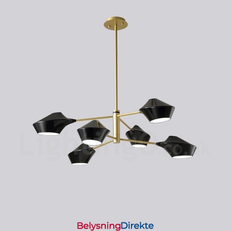 2-Etasjes Flerfarget Lineær Retro Lysekrone 6 Lys Med Akrylskjermer Utendørs Garasje