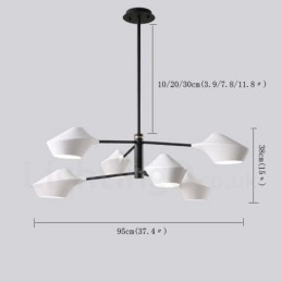 2-Etasjes Flerfarget Lineær Retro Lysekrone 6 Lys Med Akrylskjermer Utendørs Garasje