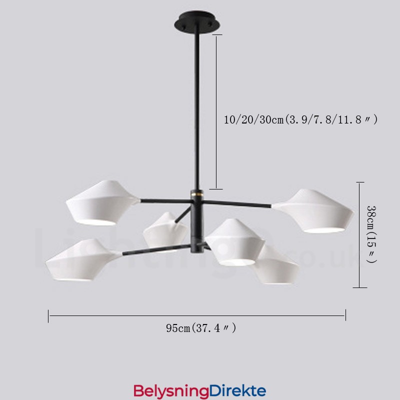 2-Etasjes Flerfarget Lineær Retro Lysekrone 6 Lys Med Akrylskjermer Utendørs Garasje