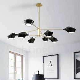 To-Etasjes Flerfarget Lineær Retro Lysekrone Med 8 Lys Med Akrylskjermer Utendørs Garasje