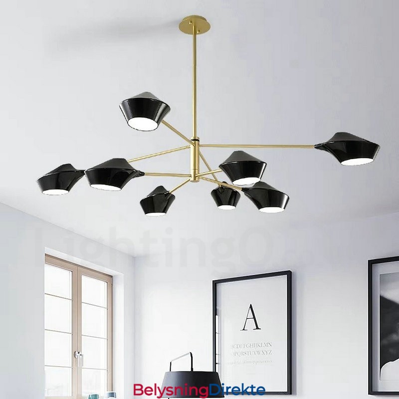 To-Etasjes Flerfarget Lineær Retro Lysekrone Med 8 Lys Med Akrylskjermer Utendørs Garasje