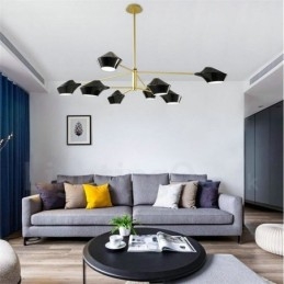 To-Etasjes Flerfarget Lineær Retro Lysekrone Med 8 Lys Med Akrylskjermer Utendørs Garasje