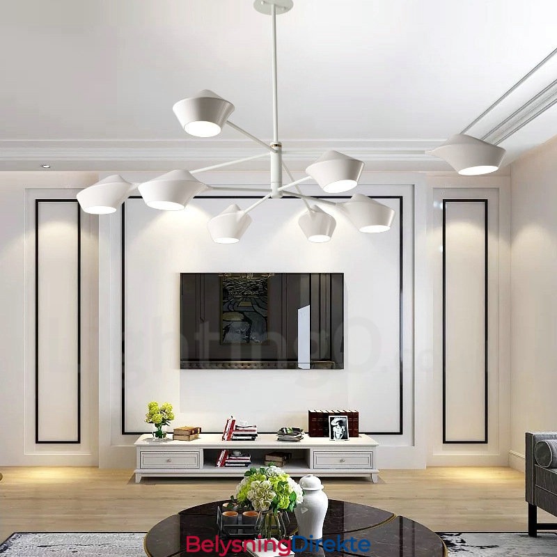 To-Etasjes Flerfarget Lineær Retro Lysekrone Med 8 Lys Med Akrylskjermer Utendørs Garasje