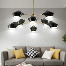 To-Etasjes Flerfarget Lineær Retro Lysekrone Med 8 Lys Med Akrylskjermer Utendørs Garasje