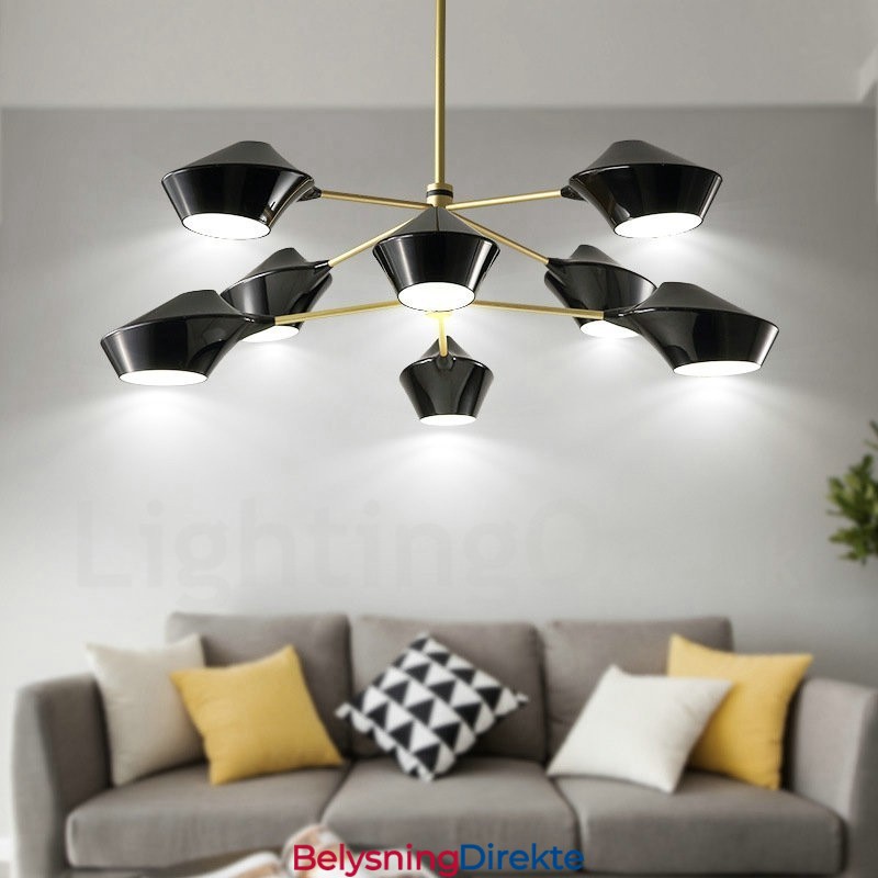 To-Etasjes Flerfarget Lineær Retro Lysekrone Med 8 Lys Med Akrylskjermer Utendørs Garasje