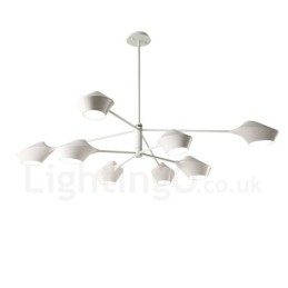 To-Etasjes Flerfarget Lineær Retro Lysekrone Med 8 Lys Med Akrylskjermer Utendørs Garasje