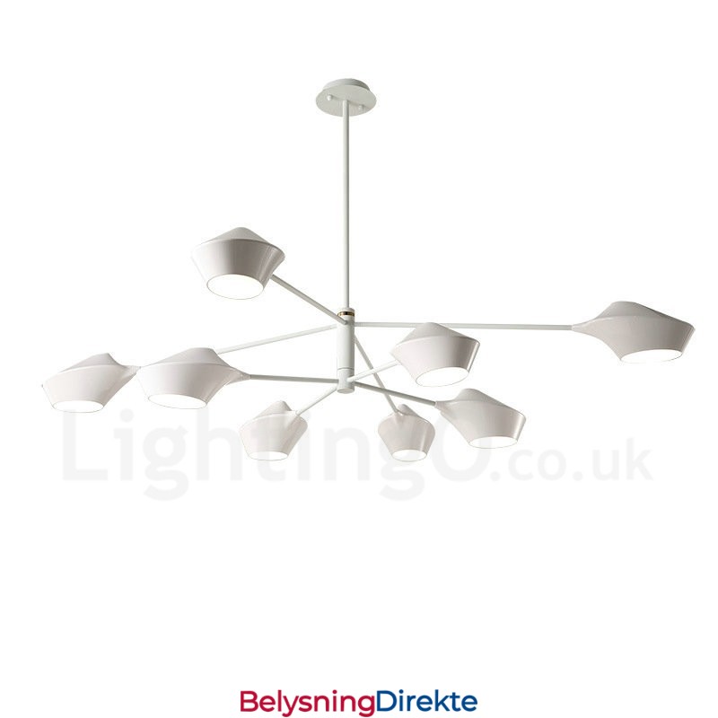 To-Etasjes Flerfarget Lineær Retro Lysekrone Med 8 Lys Med Akrylskjermer Utendørs Garasje