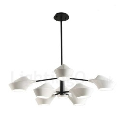 To-Etasjes Flerfarget Lineær Retro Lysekrone Med 8 Lys Med Akrylskjermer Utendørs Garasje