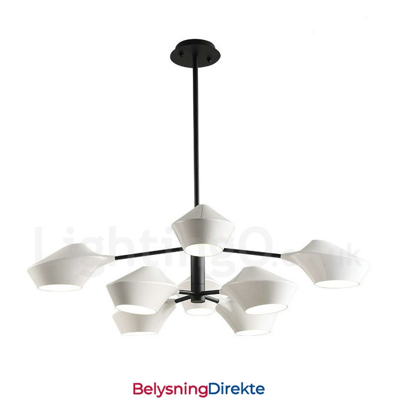 To-Etasjes Flerfarget Lineær Retro Lysekrone Med 8 Lys Med Akrylskjermer Utendørs Garasje