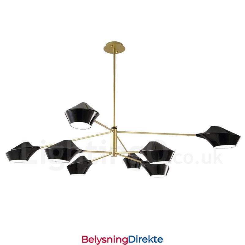 To-Etasjes Flerfarget Lineær Retro Lysekrone Med 8 Lys Med Akrylskjermer Utendørs Garasje