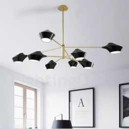 To-Etasjes Flerfarget Lineær Retro Lysekrone Med 8 Lys Med Akrylskjermer Utendørs Garasje