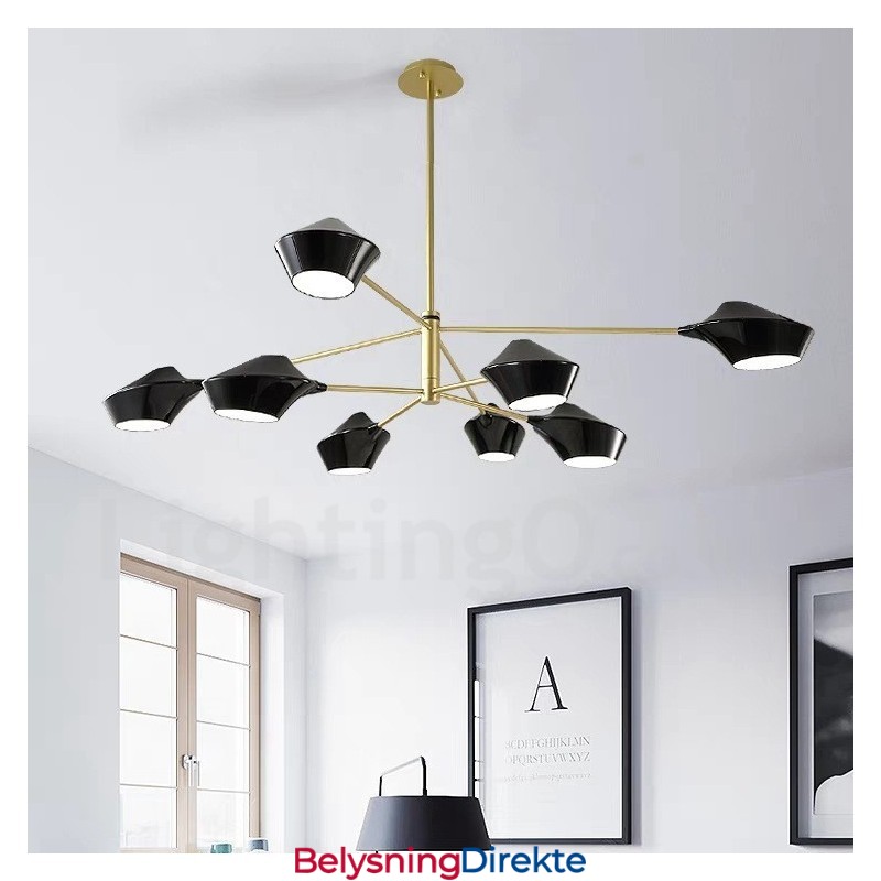 To-Etasjes Flerfarget Lineær Retro Lysekrone Med 8 Lys Med Akrylskjermer Utendørs Garasje