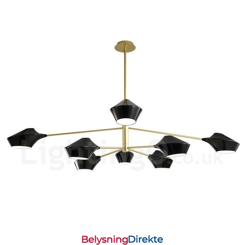 To-Etasjes Flerfarget Lineær Retro Lysekrone Med 8 Lys Med Akrylskjermer Utendørs Garasje