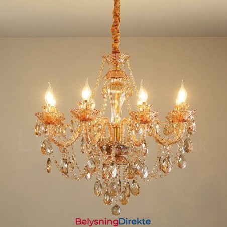 8 Lys Ravfarget Gull Elegant Krystalllysekrone