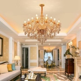 18 (12+6) Lys Ravfarget Gull Elegant Krystalllysekrone