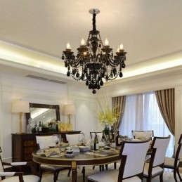 8 Lys Svart Elegant Krystalllysekrone