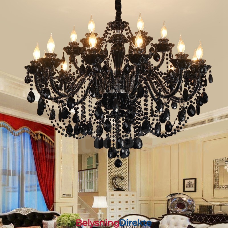 18 (12+6) Lys Svart Elegant Krystalllysekrone