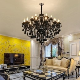 18 (12+6) Lys Svart Elegant Krystalllysekrone