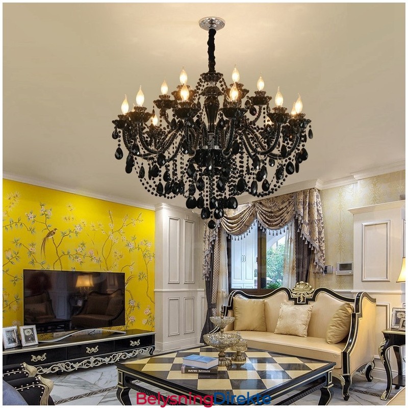 18 (12+6) Lys Svart Elegant Krystalllysekrone