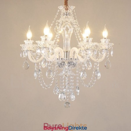 Krystalllysekrone Med 6 Lys, Spesialdesign Og Hvite Armer