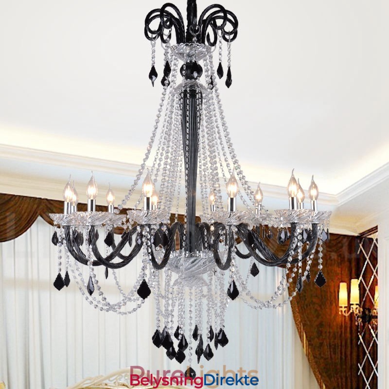 Svart Krystalllysekrone