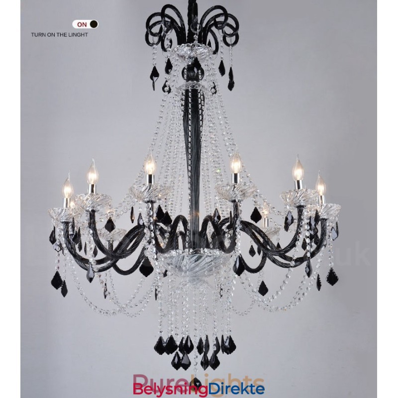Svart Krystalllysekrone