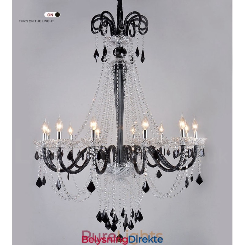 Svart Krystalllysekrone