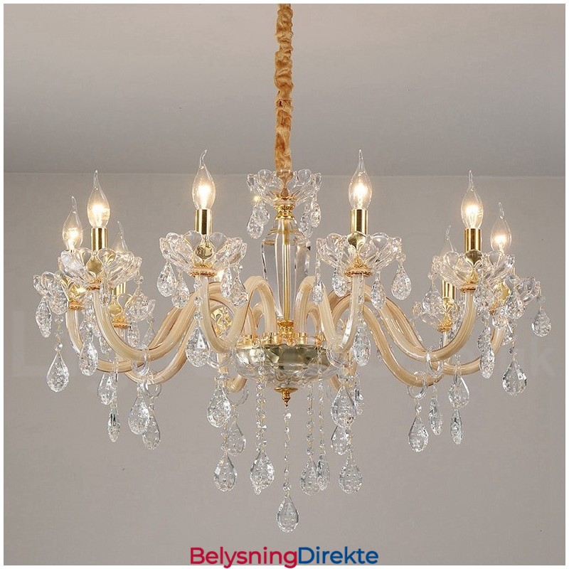 Gulllysekrone Med Klar Krystalllyslysekrone