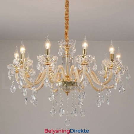 Gulllysekrone Med Klar Krystalllyslysekrone